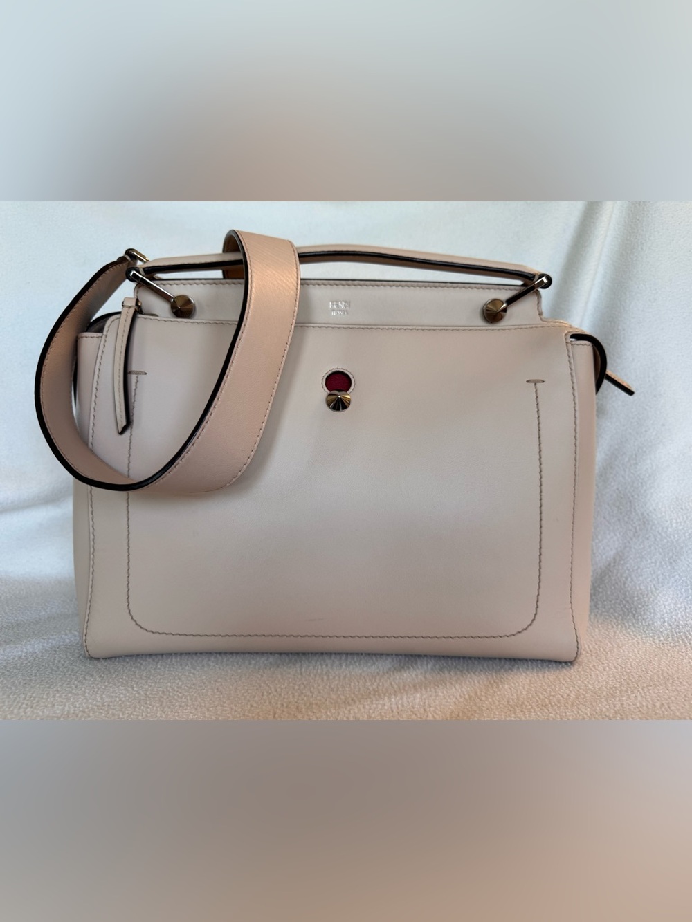 Fendi Blush/Cream Leather Top-Handle Shoulder Bag